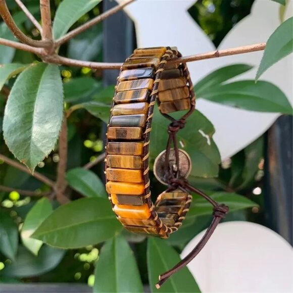 Tiger's Eye Handmade Natural Stone Healing Protection Beads Men Women Bracelet - Picture 1 of 4